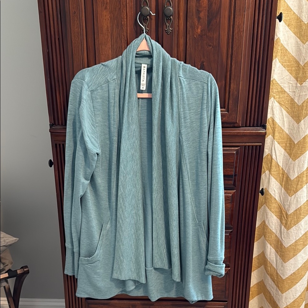 Athleta Blue Open Front Cardigan Sweater